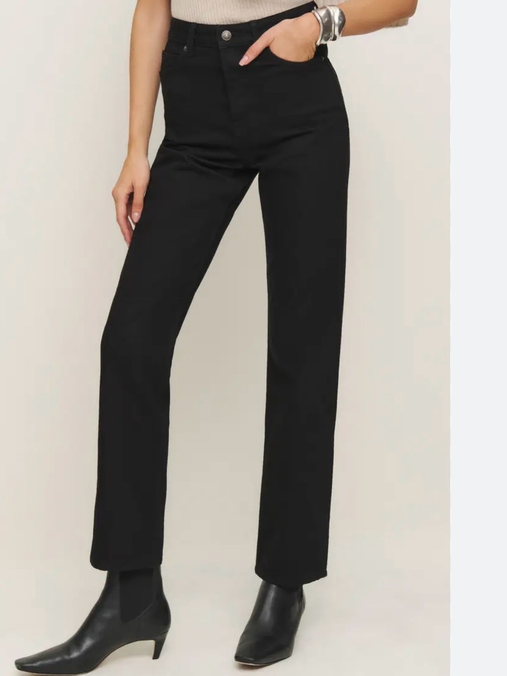 Reformation Black High-Rise Straight Jeans